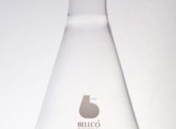 Bellco Glass, Inc. Manufactured from type 1 class a Borosilicate glass with rigidly controlled baffle angles and depths. The 3 side baffles are used to promote optimal oxygen transfer while reducing vortex formation. Has a break resistant lip to resist chipping and is desig