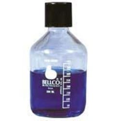 Bellco Glass, Inc.&nbsp;Manufactured from Type1 Class B Borosilicate Glass. Large opening and sloping shoulders facilitate pouring and cleaning. Heavier walls prevent breakage of glass. Media storage bottles have white graduations and a marking area. They are supplied with rubbe