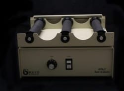Bellco Glass, Inc. The Bellco Bench top Modular Roller Apparatus is a variable speed two bottle roller apparatus (expandable to six bottles) used for the purpose of producing animal cells or cell products.  This small sized unit is ideal for experimental and pilot-scale cel