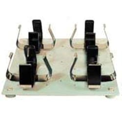 Bellco Glass, Inc. Pre-mounted stainless steel clamps for Bellco Erlenmeyer flask. Flask Tray fits on top of the standard tray platform. Includes clamps.    Flask positions: 16    Dimensions: 25x25mm    Size: 50ml