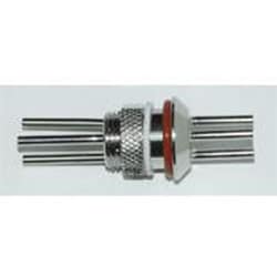 Bellco Glass, Inc. Metric 3-Port Tube Assembly for 18mm Ports. Attaches to metric bioreactor headplate. Small ID silicone tubing can be attached to the extended stainless steel tubes.    Sst inlet assembly has three 1/8