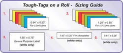Andwin Scientific Compatible Tough-Tags are pre-cut, peel-off labels, 1000/roll,