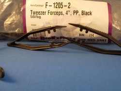 Andwin Scientific&nbsp;Disposable Tweezer Forceps, 4 inch, Black, 50/bag