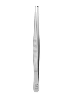 Fine Science Tools Tissue Forceps, 1 x 2 Teeth, Stainless Steel, 14.5 cm,