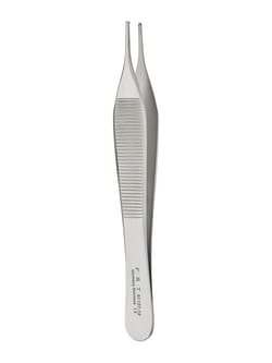 Fine Science Tools Student Adson Forceps, Stainless Steel, Straight, 12 cm