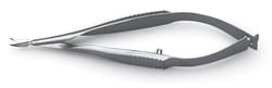World Precision Instrument Vannas Spring Scissors, 8 cm (3&quot;), 5 mm Blades, 0.1 mm Tips, Curved, German Made, Stainless Steel, WPI Premium