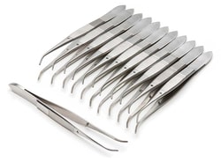 World Precision Instrument Iris Forceps, 10cm, Curved, Serrated, 12-pack,