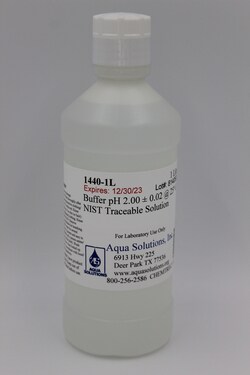 Aqua Solutions Buffer pH 2.00 ± 0.02 @ 25° C NIST Traceable Solution (1L),