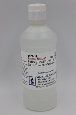 Aqua Solutions Buffer pH 9.18 ± 0.01 @ 25°C NIST Traceable Solution (1L)