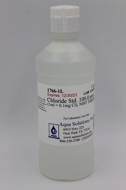 Aqua Solutions Chloride Std. 100.0 ppm (1ml = 0.1mg Cl), NIST Traceable