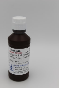 Aqua Solutions Chlorine Std. 1000 ppm as Cl₂, NIST Traceable (500ML), Quantity: