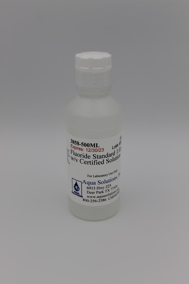 Aqua Solutions Fluoride Standard 1.0 ppm w/v Certified Solution (500ML), Fisher Scientific
