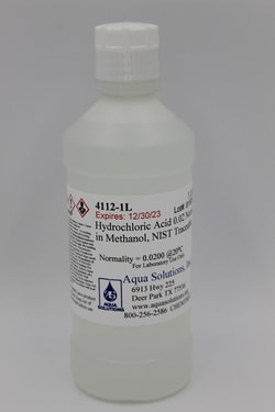 Aqua Solutions&nbsp;Hydrochloric Acid 0.02 Normal in Methanol, NIST Traceable (1L)