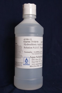 Aqua Solutions Hydrochloric Acid 0.5 Normal Solution NIST Traceable (1L),