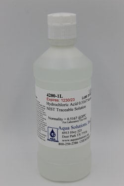 Aqua Solutions&nbsp;Hydrochloric Acid 0.5167 Normal NIST Traceable Solution (1L)