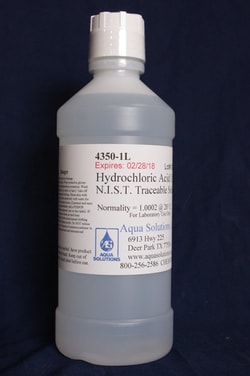 Aqua Solutions Hydrochloric Acid 1.0 Normal NIST Traceable Solution (1L)
