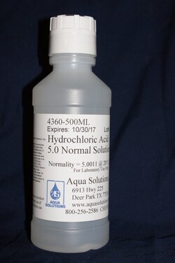 Aqua Solutions HYDROCHLORIC ACID 5N 500ML, Quantity: Each of 1