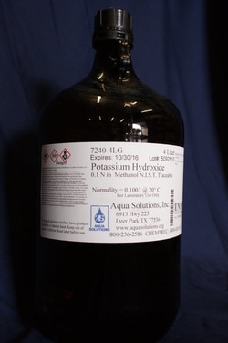 Aqua Solutions Potassium Hydroxide 0.1 N in Methanol NIST Traceable (4L),