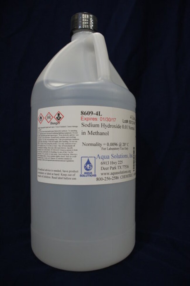 Aqua Solutions SOD HYDROXIDE 0.01N IN METH 4L, Quantity Each of 1