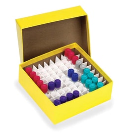 Electron Microscopy Sciences Cryogenic Vial Box with Lid, Yellow, 50 mm, 133 x 133 mm Footprint