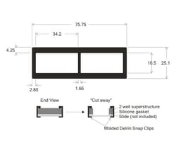 Electron Microscopy Sciences&nbsp;ProPlate&trade; MicroArray Slide Slide Module 2 Well, 16.5 x 34 mm I.D.