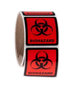 Electron Microscopy Sciences Label with Biohazard Red Symbol, 2 x 2", Quantity: