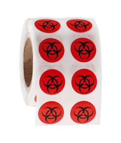 Electron Microscopy Sciences Label with Biohazard Red Symbol, 0.5 x 0.5",