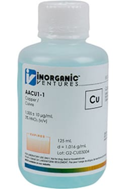Inorganic Ventures&nbsp;1000µg/mL COPPER 125mL