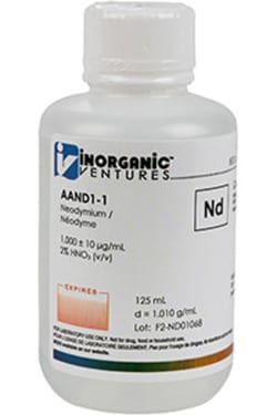 Inorganic Ventures&nbsp;1000µg/mL NEODYMIUM 125mL