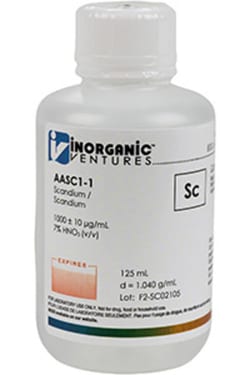 Inorganic Ventures 1000µg/mL SCANDIUM 125mL, Quantity: Each of 1