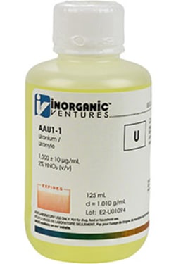 Inorganic Ventures 1000µg/mL URANIUM 125mL, Quantity: Each of 1