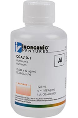 Inorganic Ventures 10 000µg/mL ALUMINUM 125mL, Quantity: Each of 1
