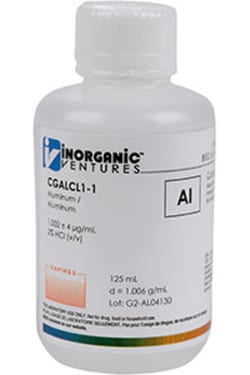 Inorganic Ventures 1000ug mL ALUMINUM HCL 125mL (Inorganic Ventures), Quantity: