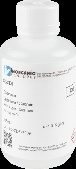 1000ug mL CADMIUM 125mL  (Inorganic Ventures)