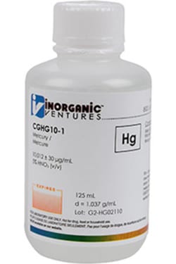Inorganic Ventures 10 000µg/mL MERCURY 125mL