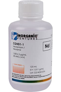 Inorganic Ventures&nbsp;1000µg/mL NEODYMIUM 125mL