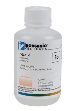Inorganic Ventures 1000µg/mL ANTIMONY 125mL, Quantity: Each of 1