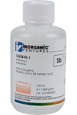 Inorganic Ventures 10 000µg/mL ANTIMONY 125mL