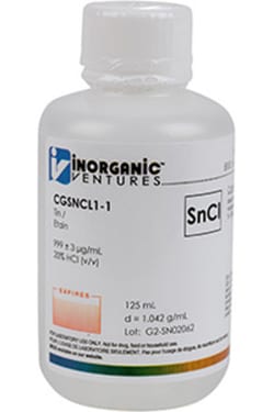 Inorganic Ventures 1000ug mL TIN HCL 125mL (Inorganic Ventures), Quantity: