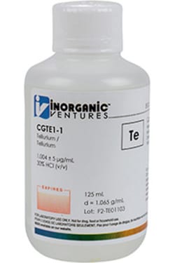 Inorganic Ventures 1000µg/mL TELLURIUM 125mL