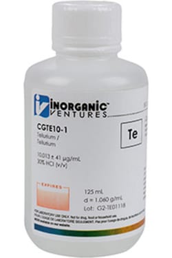 Inorganic Ventures 10 000µg/mL TELLURIUM 125mL