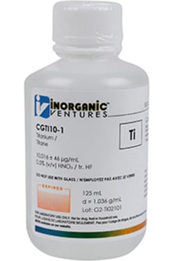 Inorganic Ventures 10 000ug mL TITANIUM 125mL (Inorganic Ventures), Quantity: