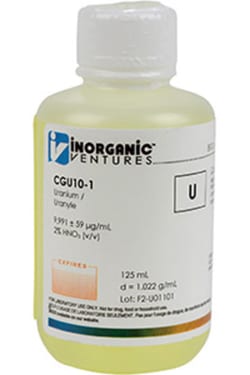 Inorganic Ventures&nbsp;10 000µg/mL URANIUM 125mL