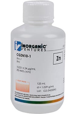 Inorganic Ventures 10 000µg/mL ZINC 125mL, Quantity: Each of 1
