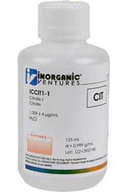 Inorganic Ventures 1000ug mL CITRATE 125mL (Inorganic Ventures), Quantity:
