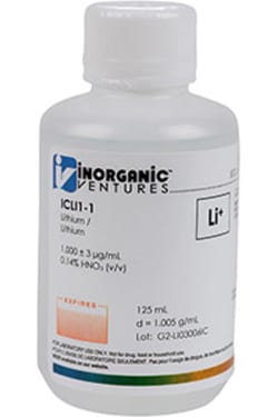 Inorganic Ventures 1000µg/mL LITHIUM 125mL
