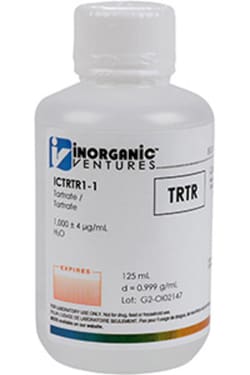 Inorganic Ventures 1000µg/mL TARTRATE 125mL