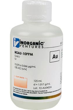 Inorganic Ventures 10µg/mL GOLD HCl 125mL