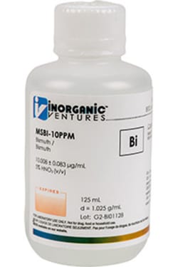 Inorganic Ventures 10µg/mL BISMUTH 125mL, Quantity: Each of 1