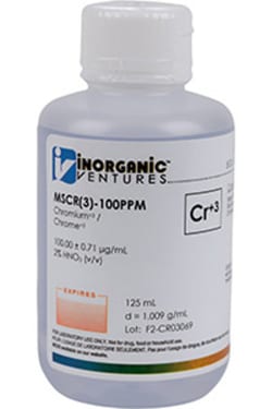 Inorganic Ventures 100µg/mL CHROMIUM 3 125mL, Quantity: Each of 1
